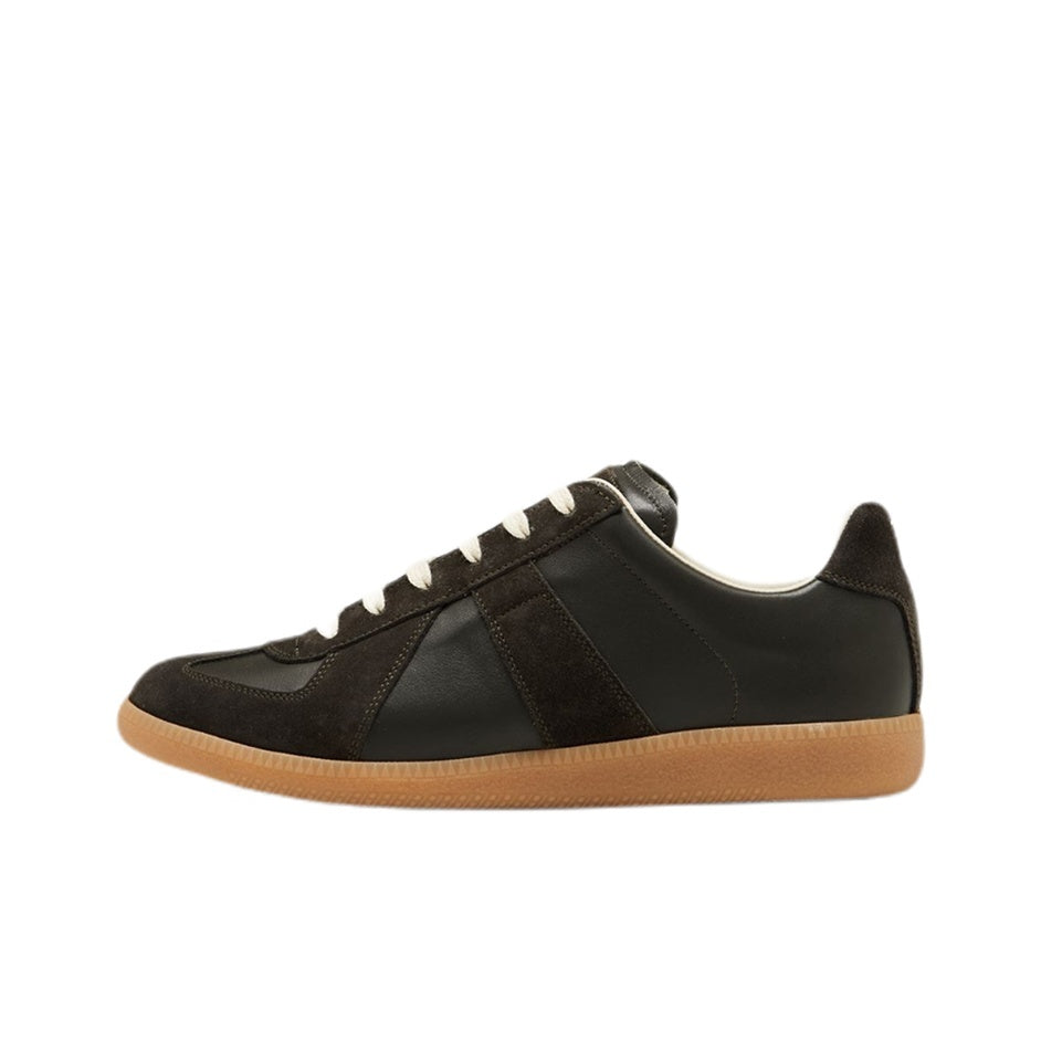 Maison Margiela Men's Black Leather & Amber Suede Sneakers